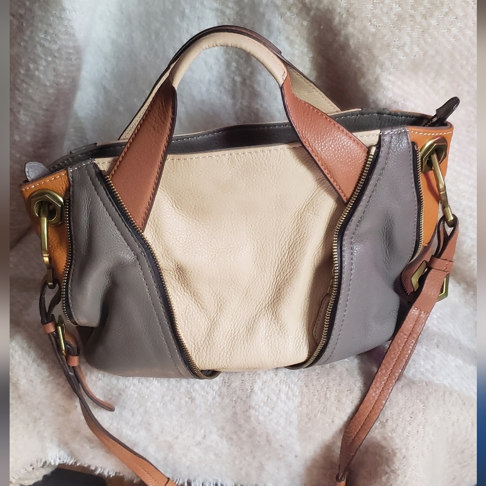 orYANY Lian Color Block 100% Pebble Leather Hobo Bag